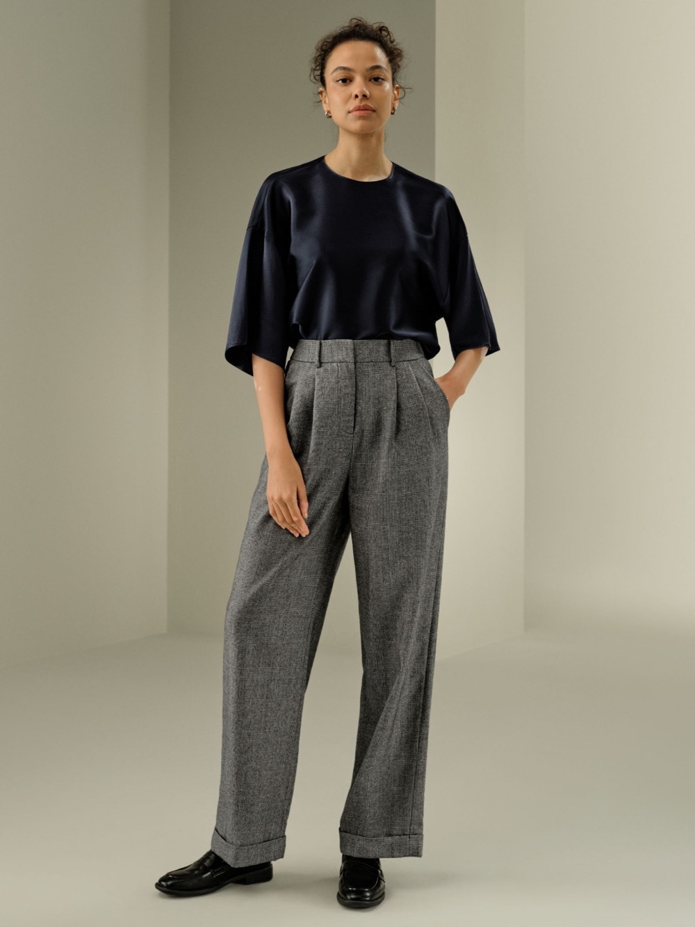 Lilysilk Wide Leg Wool-Flannel Suit Trousers size 8